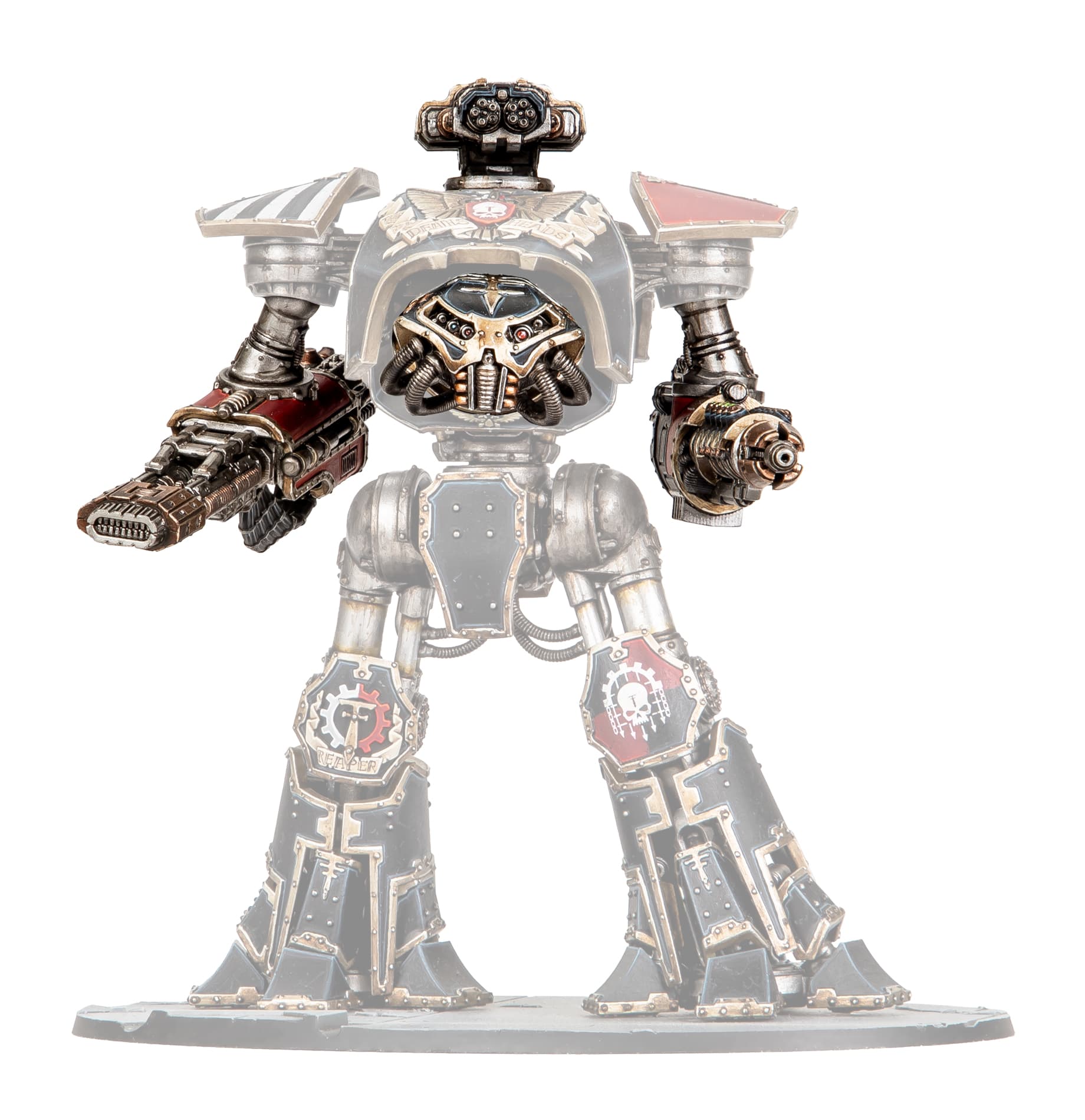 Reaver Titan Weapons: Graviton Obliterator, Volkite Annihilator, Vulcan Mega-Bolter, and Conversion Beam Dissolutor