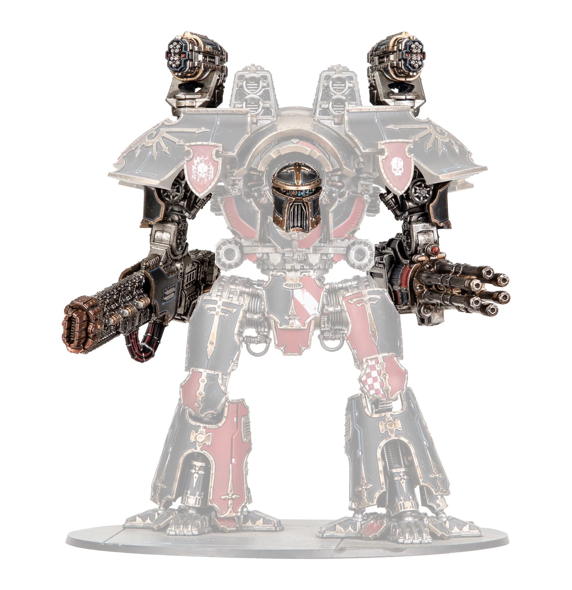 Warlord Titan Weapons: Volkite Destructor, Macro-Gatling Blaster, Graviton Ruinator, and Vulcan Mega-Bolter Array